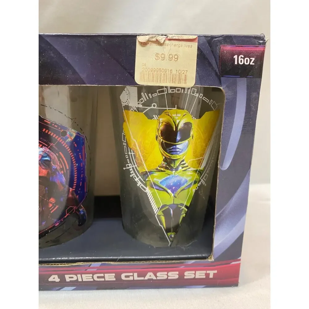 Saban Power Rangers Zak Set of 4 Pint Glasses Glassware Drinkware In Box